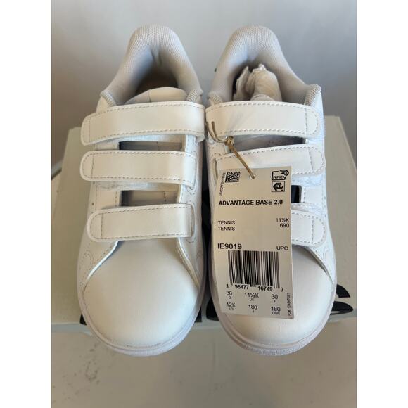 Adidas Advantage Base 2.0 Kids' Shoes white and green size 12k New - Picture 5 of 9